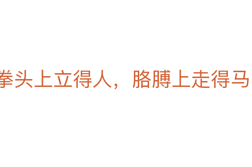 拳頭上立得人,胳膊上走得馬