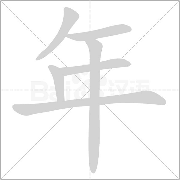 年的筆順動(dòng)畫演示