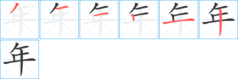 年的筆順?lè)植窖菔?>
					
                    <hr />
                    <h2>年的基本信息</h2>
                    <div   id=
