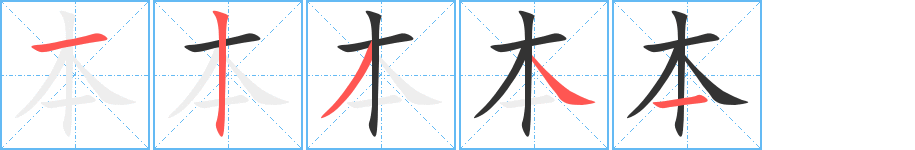 本的筆順分步演示