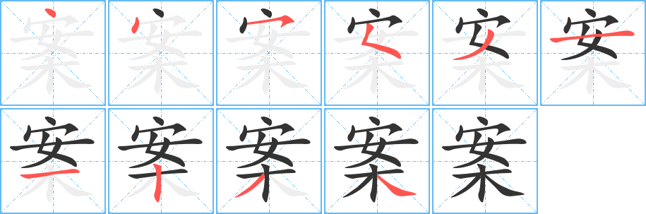 案的筆順?lè)植窖菔?>
					
                    <hr />
                    <h2>案的基本信息</h2>
                    <div   id=