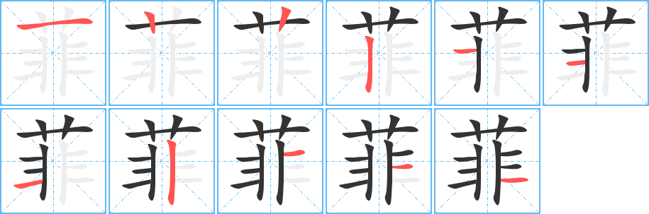 菲的筆順分步演示