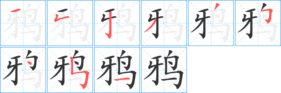 鴉的筆順分步演示